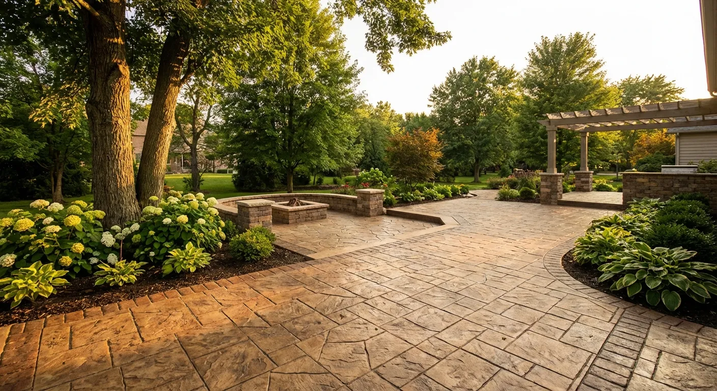 Stamped concrete patio in Northwest Indiana by Hoosier Concrete Construction