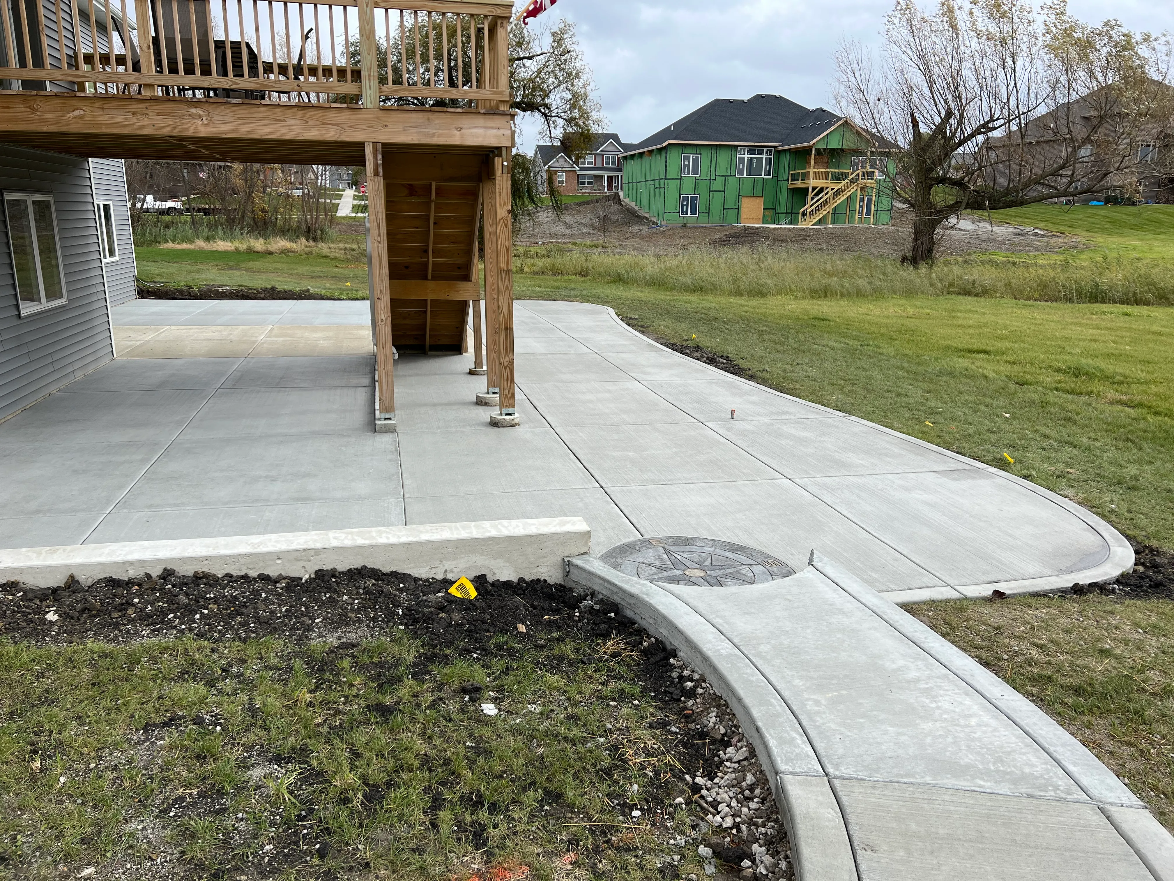 stamped concrete covered outdoor living space st john indiana