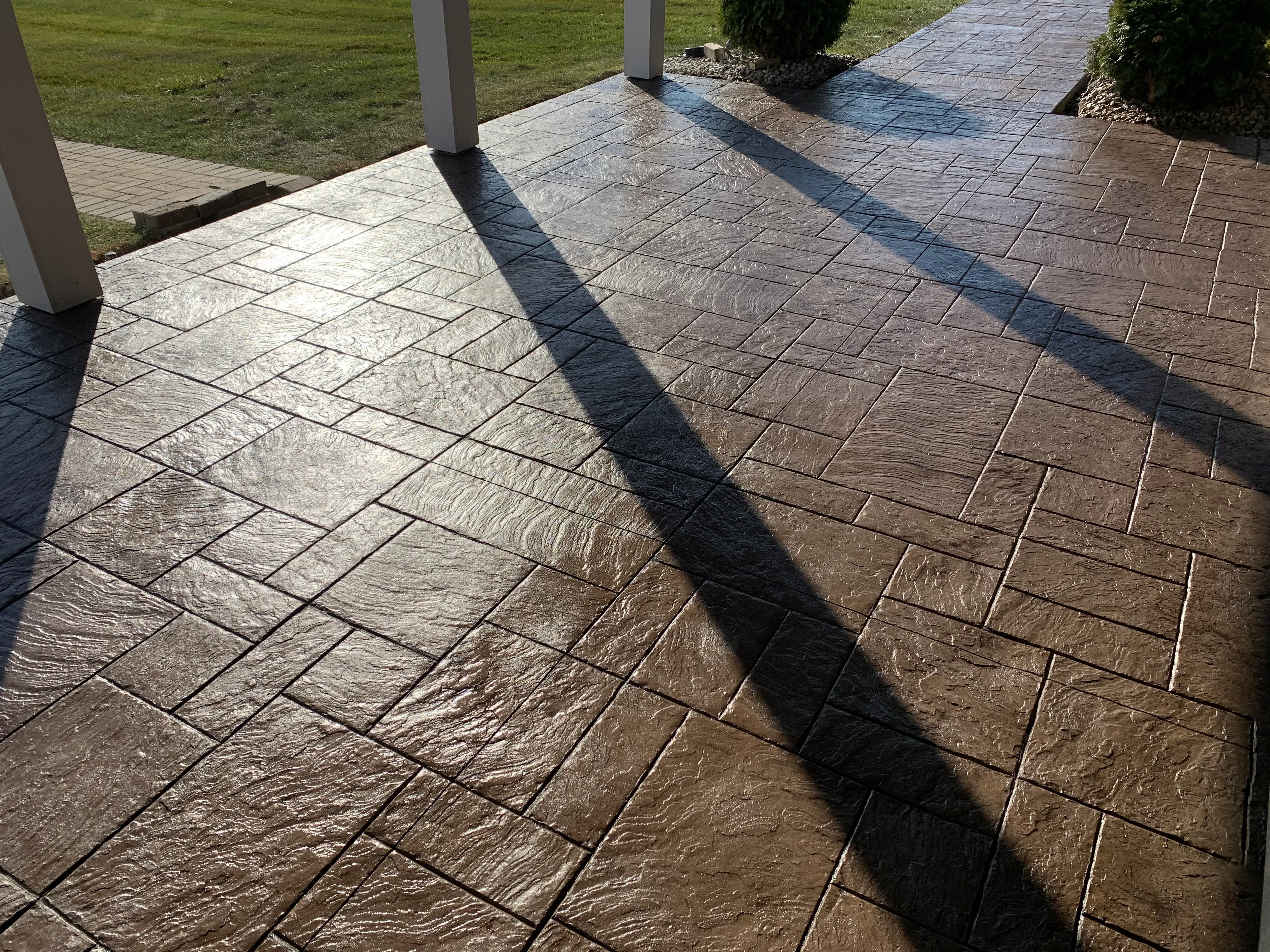 winding garden walkway stamped concrete valparaiso indiana